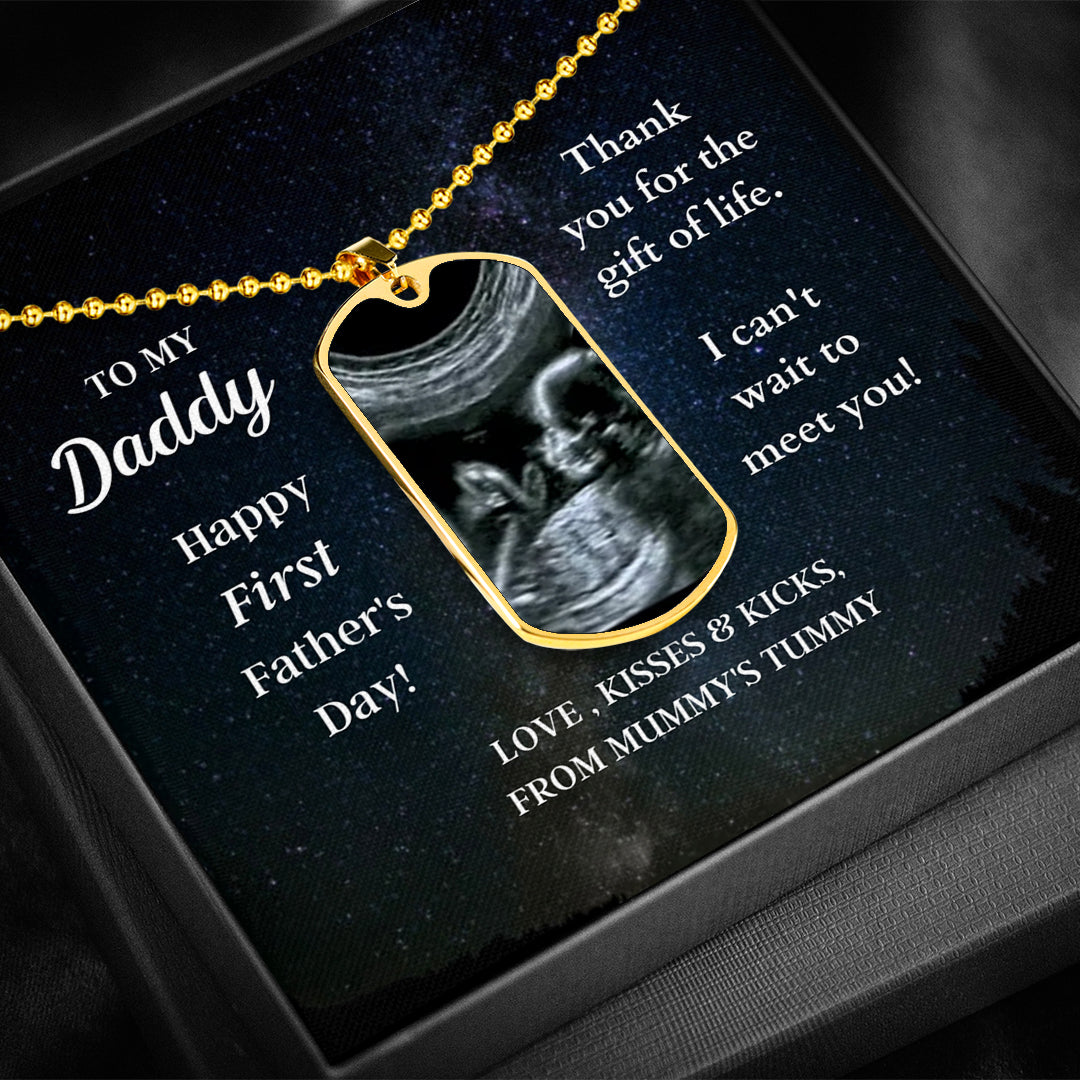 Custom Photo Dad Tag Pendant Necklace - Happy First Father's Day