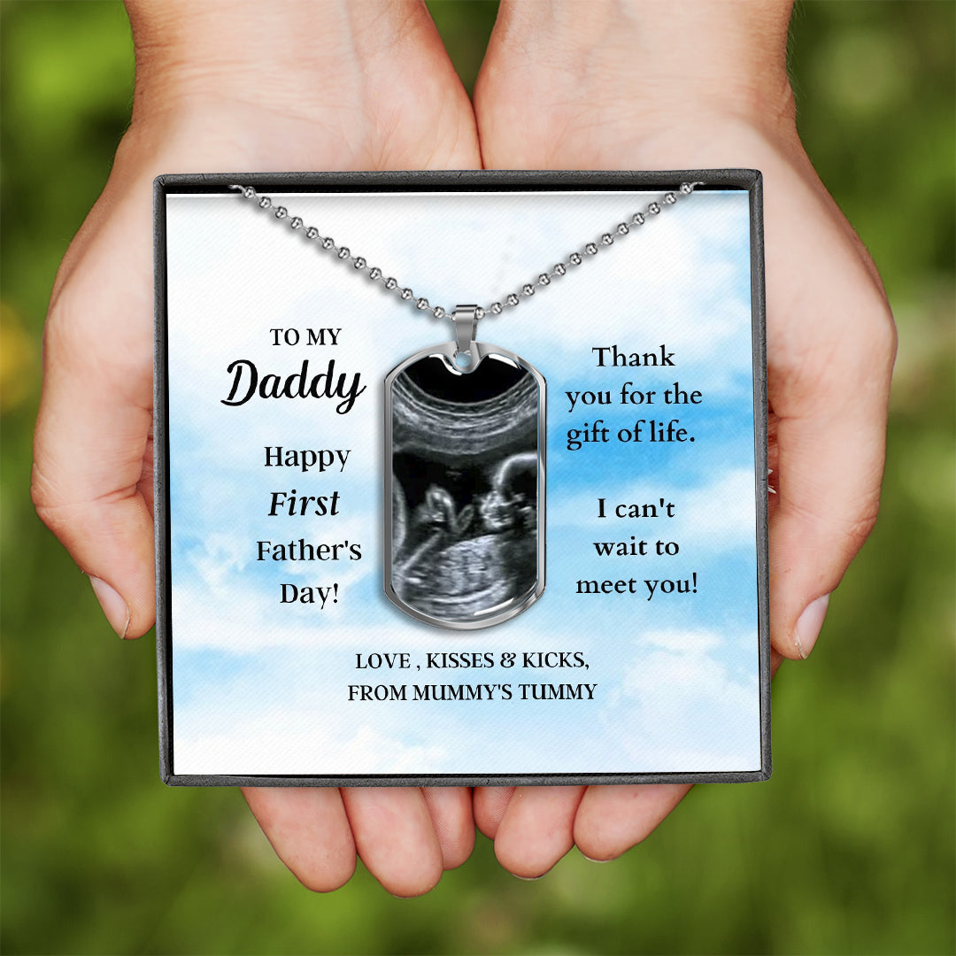 Custom Photo Dad Tag Pendant Necklace - Happy First Father's Day