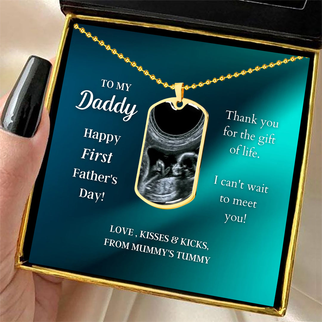 Custom Photo Dad Tag Pendant Necklace - Happy First Father's Day