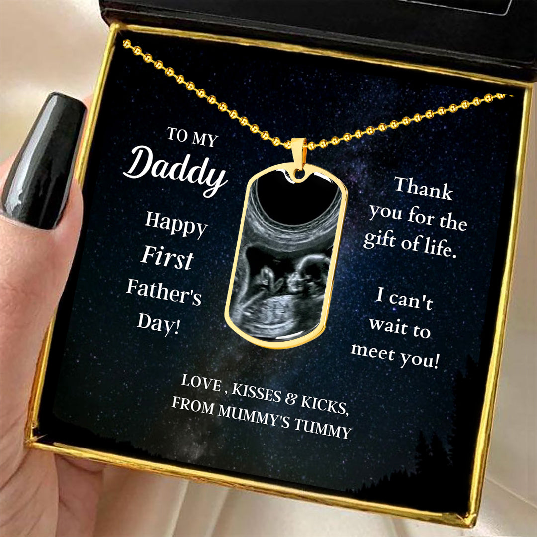 Custom Photo Dad Tag Pendant Necklace - Happy First Father's Day