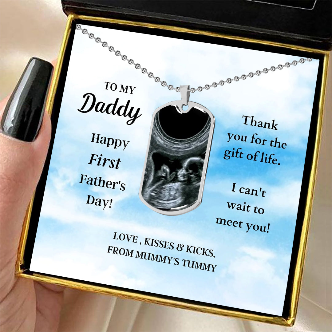 Custom Photo Dad Tag Pendant Necklace - Happy First Father's Day