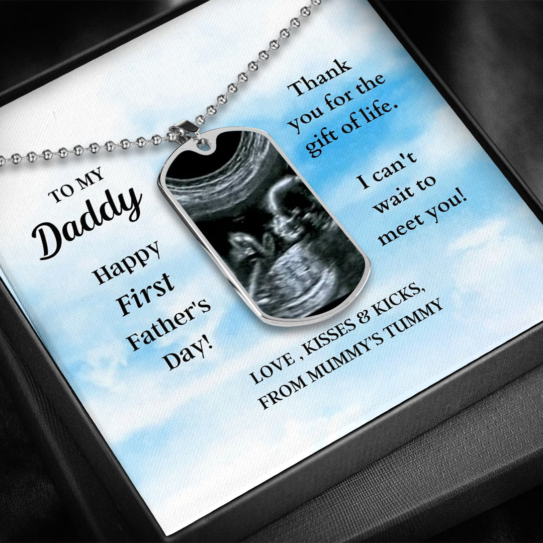 Custom Photo Dad Tag Pendant Necklace - Happy First Father's Day