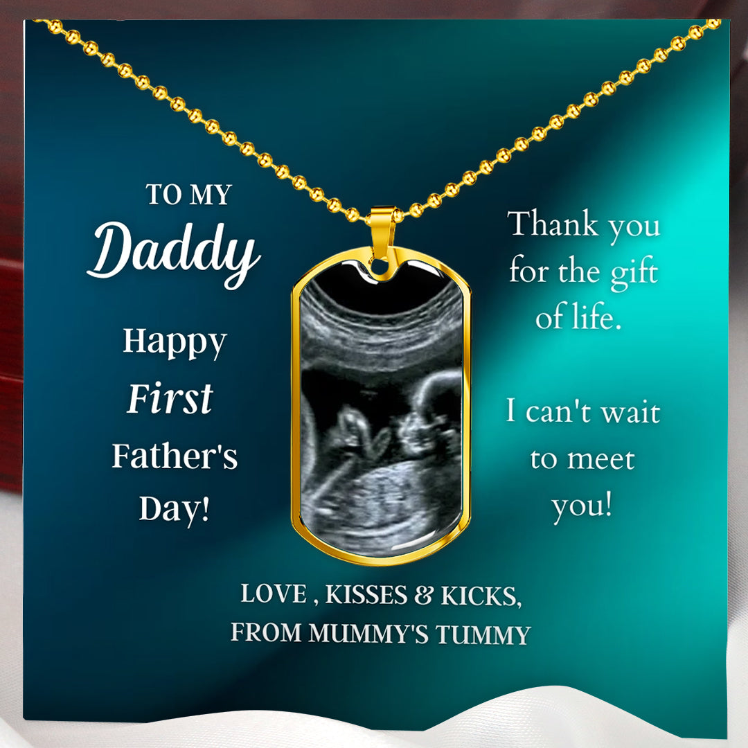 Custom Photo Dad Tag Pendant Necklace - Happy First Father's Day