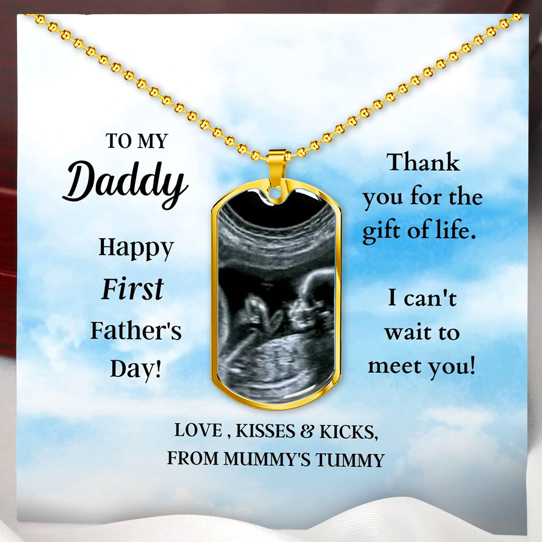 Custom Photo Dad Tag Pendant Necklace - Happy First Father's Day