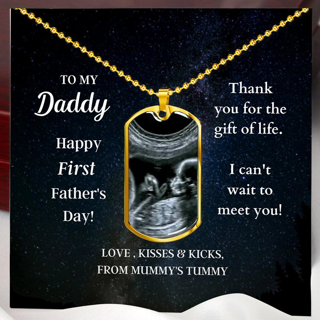 Custom Photo Dad Tag Pendant Necklace - Happy First Father's Day