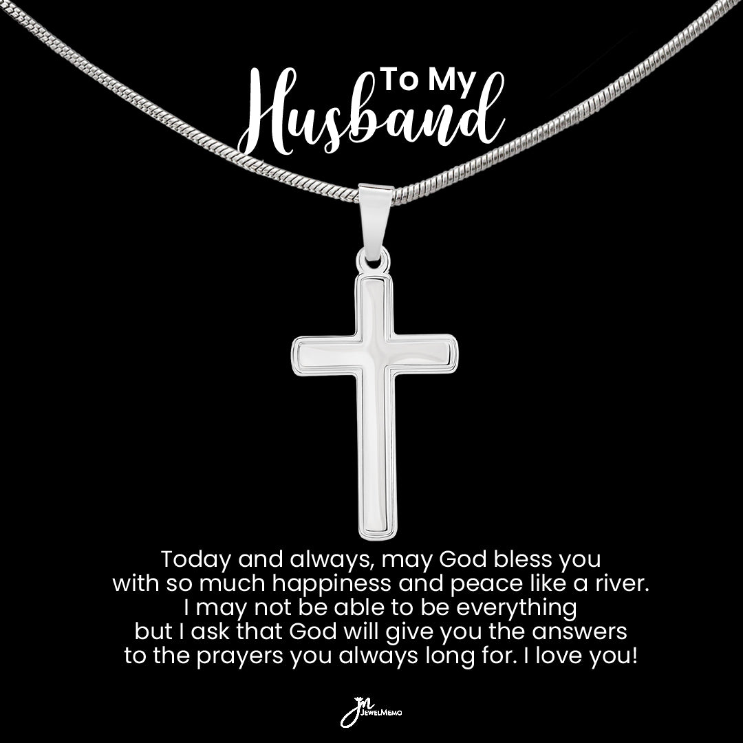 To My Husband Cross Necklace - God Bless You