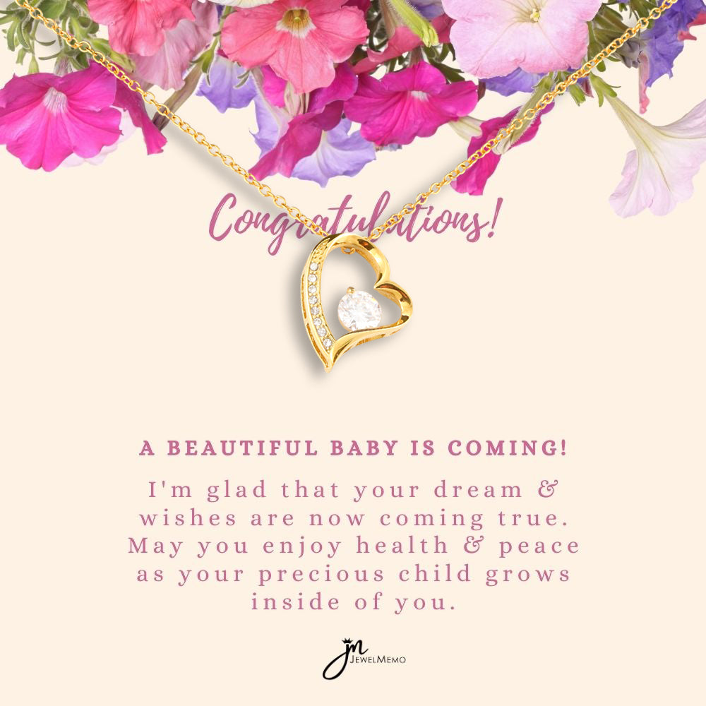 Mom-To-Be Necklace - A Beautiful Baby Is Coming