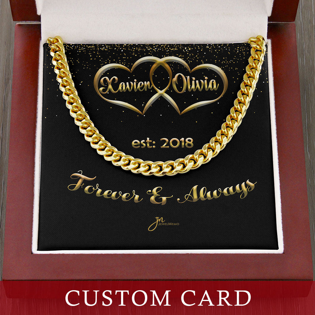 Pesonalized Forever & Always Cuban Link Chain Necklace