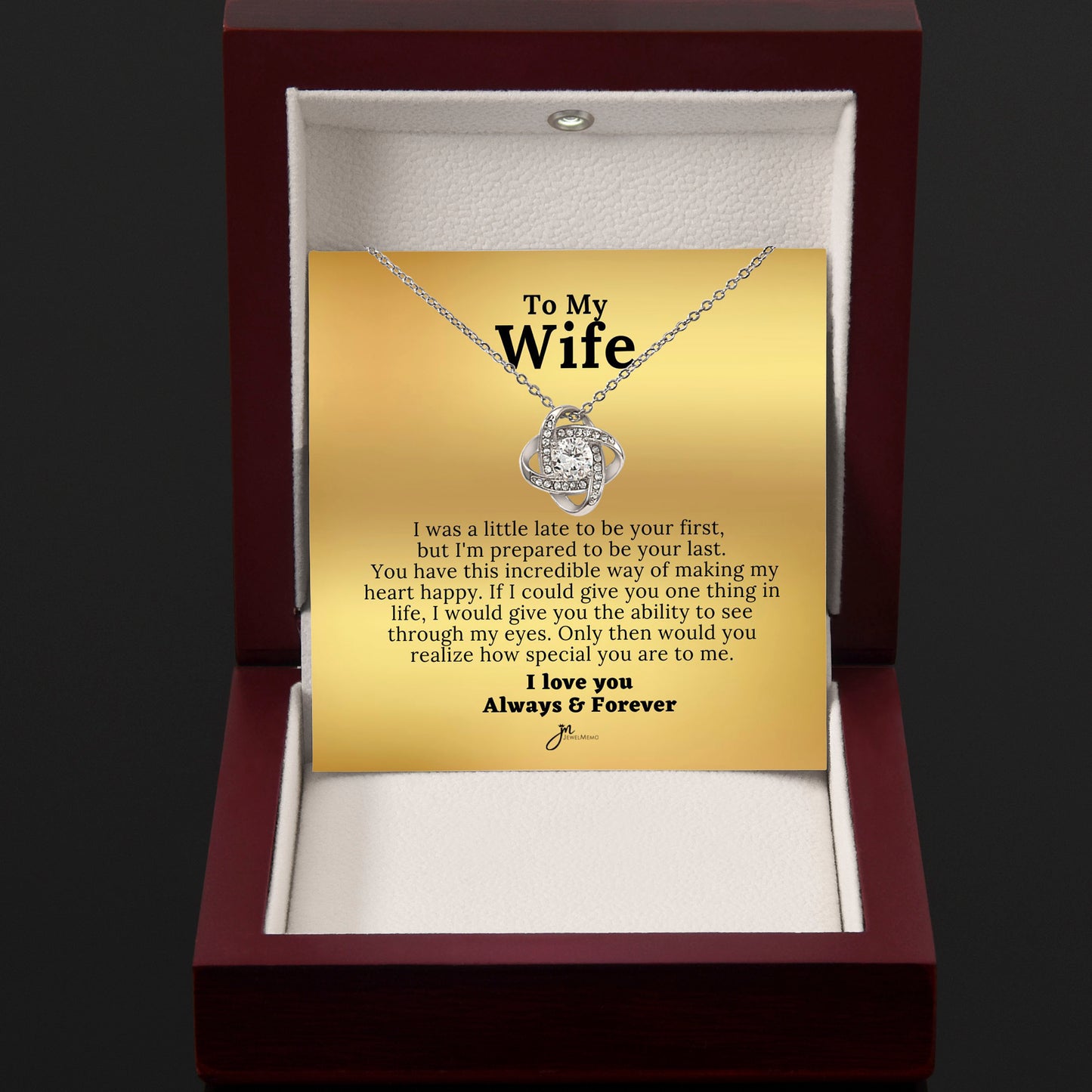 To My Wife Love Knot Necklace and Earring Set