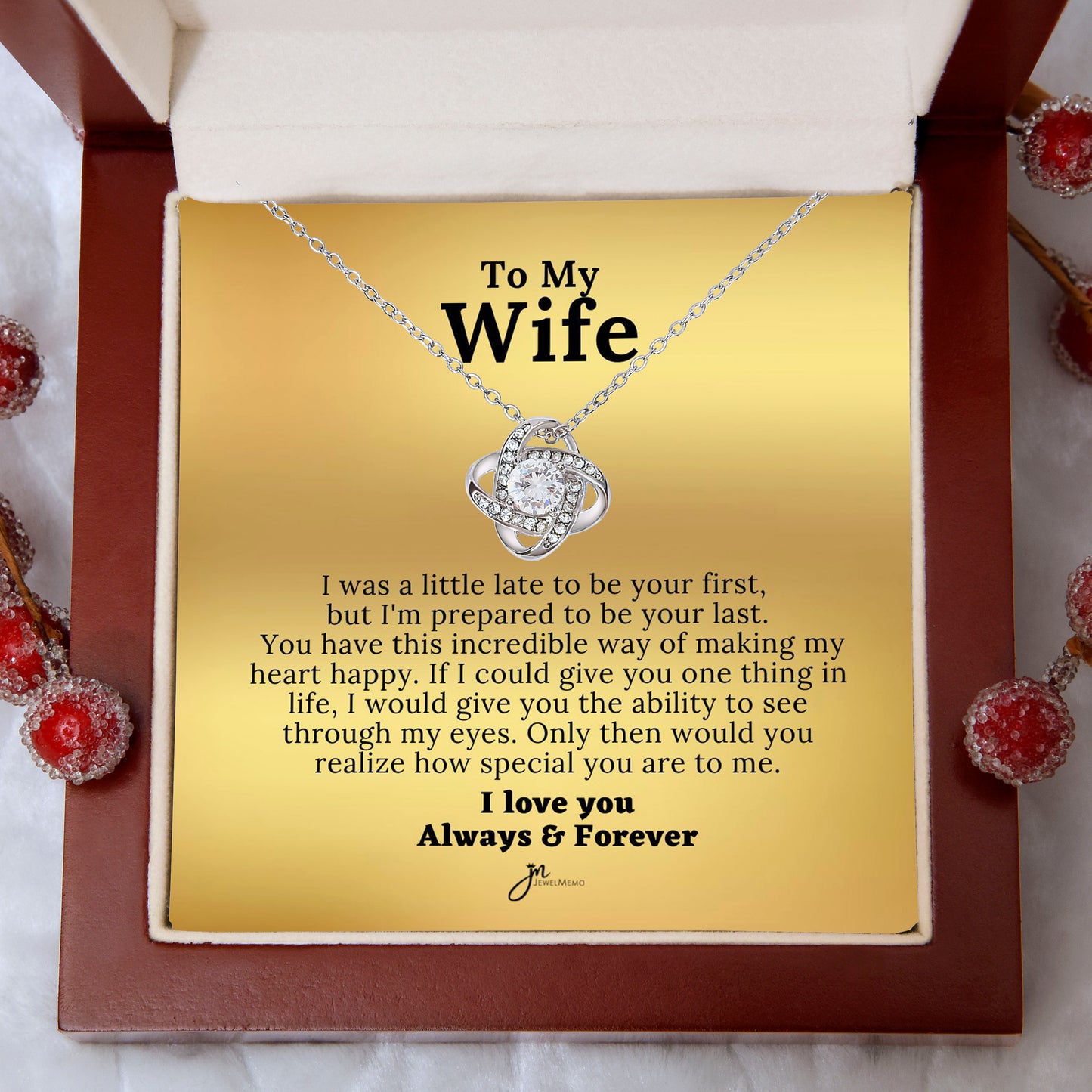 To My Wife Love Knot Necklace and Earring Set