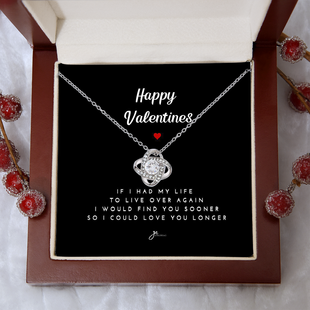 Happy Valentines Love Knot Necklace - Black Card