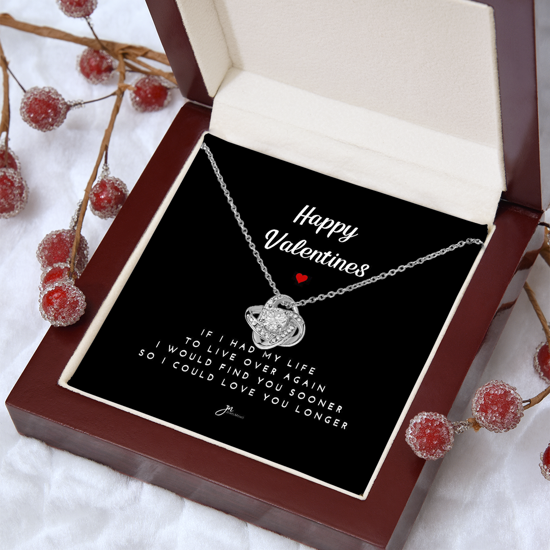 Happy Valentines Love Knot Necklace - Black Card