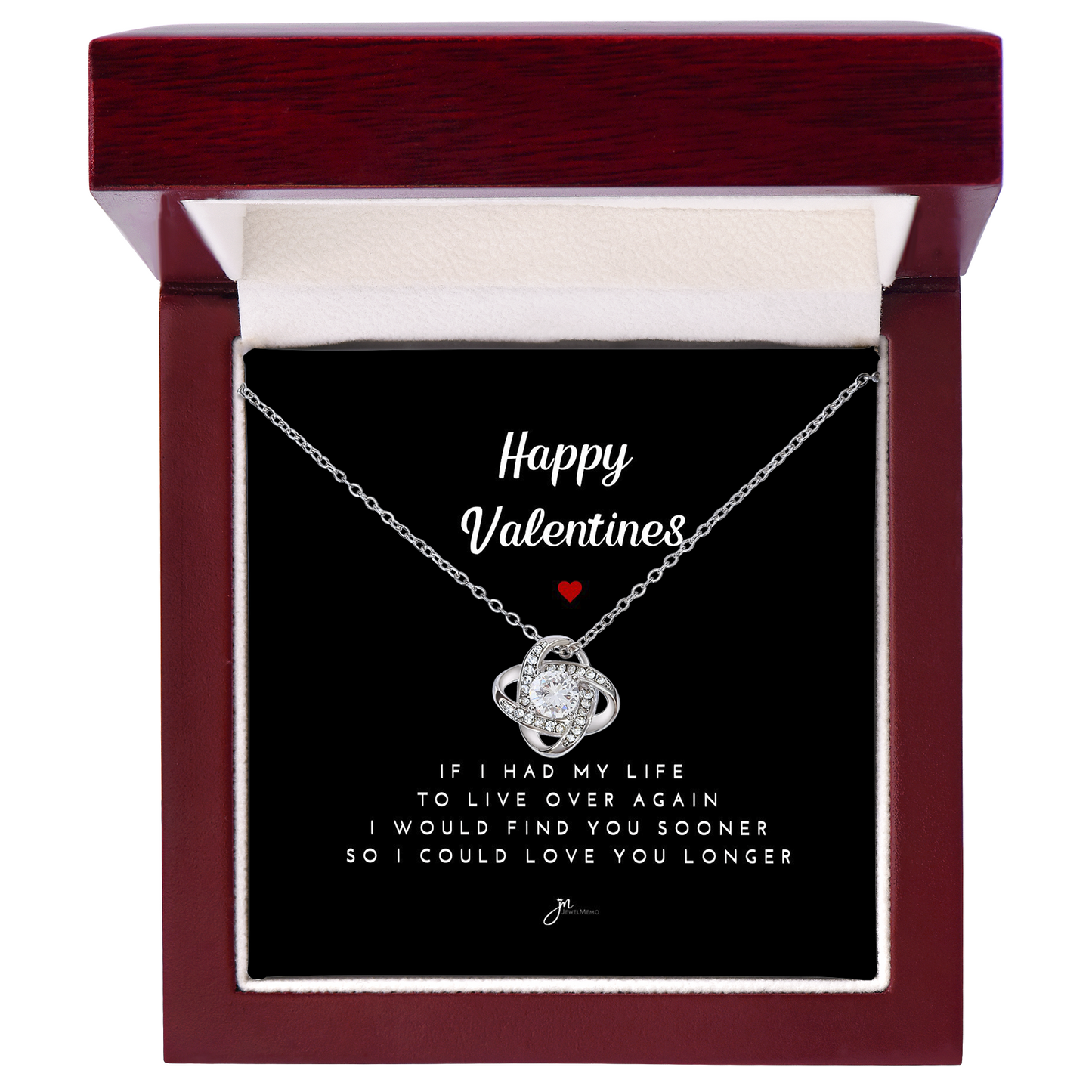 Happy Valentines Love Knot Necklace - Black Card