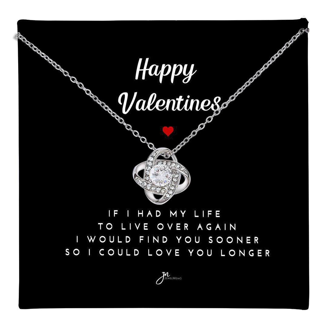 Happy Valentines Love Knot Necklace - Black Card