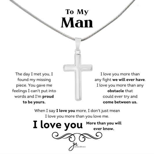 To My Man Cross Necklace