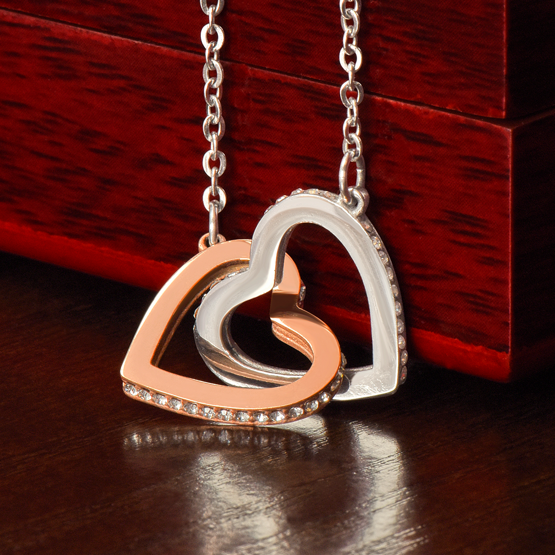 Personalized My Favorite Love Story Interlocking Hearts Necklace