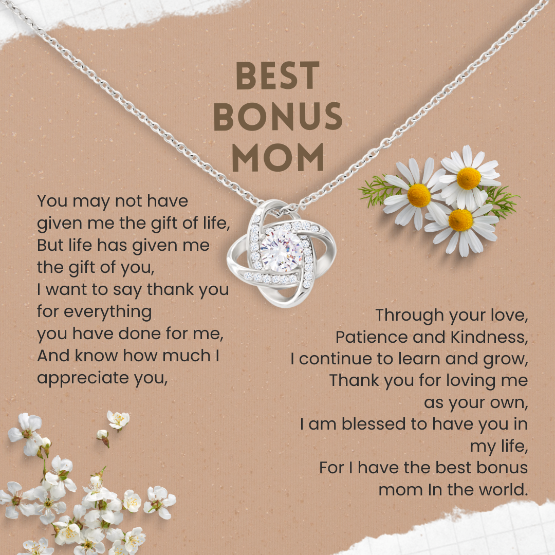 Best Bonus Mom In The World Love Knot Necklace