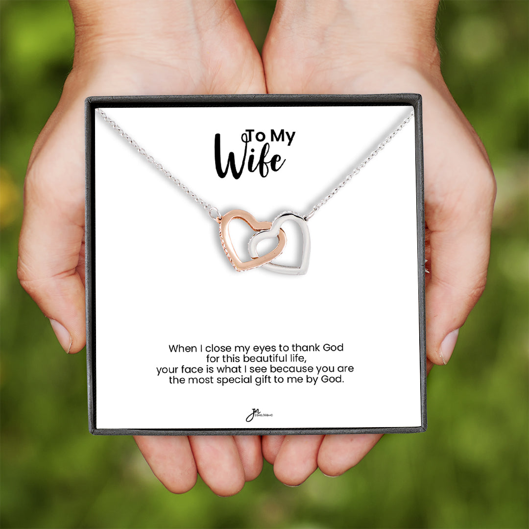 To My Wife Interlocking Hearts Necklace - Most Special Gift