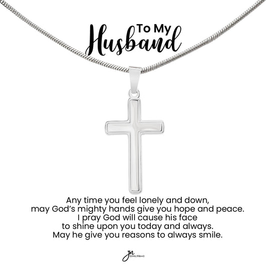 To My Husband Cross Necklace - Hope And Peace