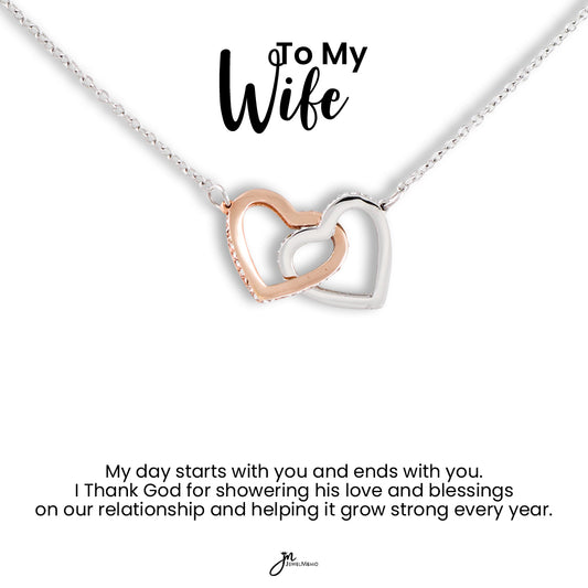 To My Wife Interlocking Hearts Necklace - Love And Blessings