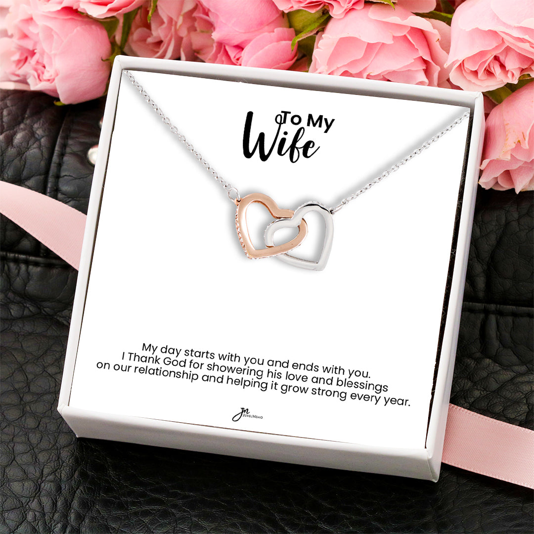 To My Wife Interlocking Hearts Necklace - Most Special Gift